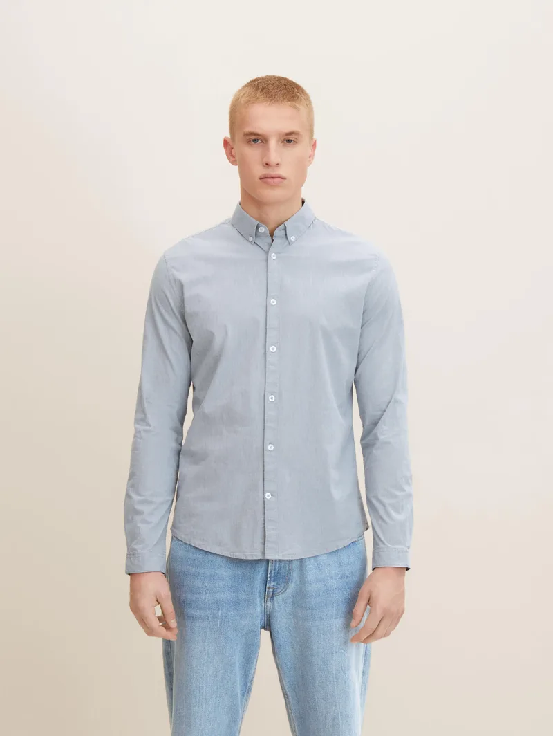 Tom Tailor Ανδρικό Πουκάμισο Basic Slim-Fit Shirt 1032343-30217 Γκρι