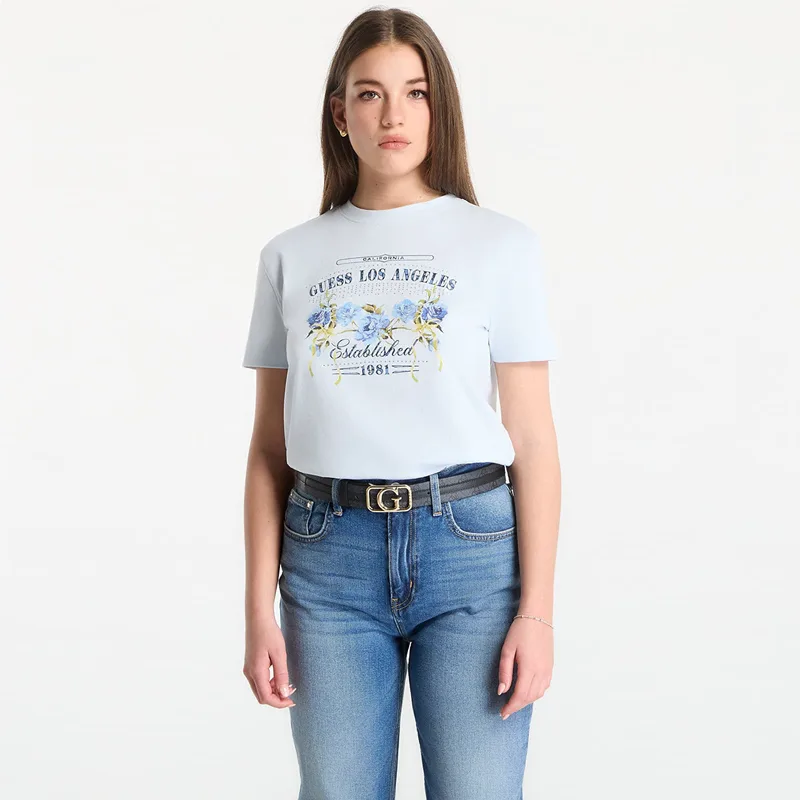 T-shirt GUESS Ss Cn Flowers Guess Box Tee Sky High M