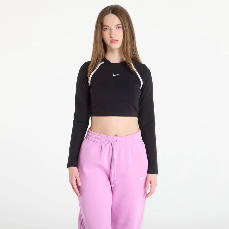 T-shirt Nike Sportswear Women's Tight Long-Sleeve Cropped Top Black/ Black/ Chalk/ Chalk S