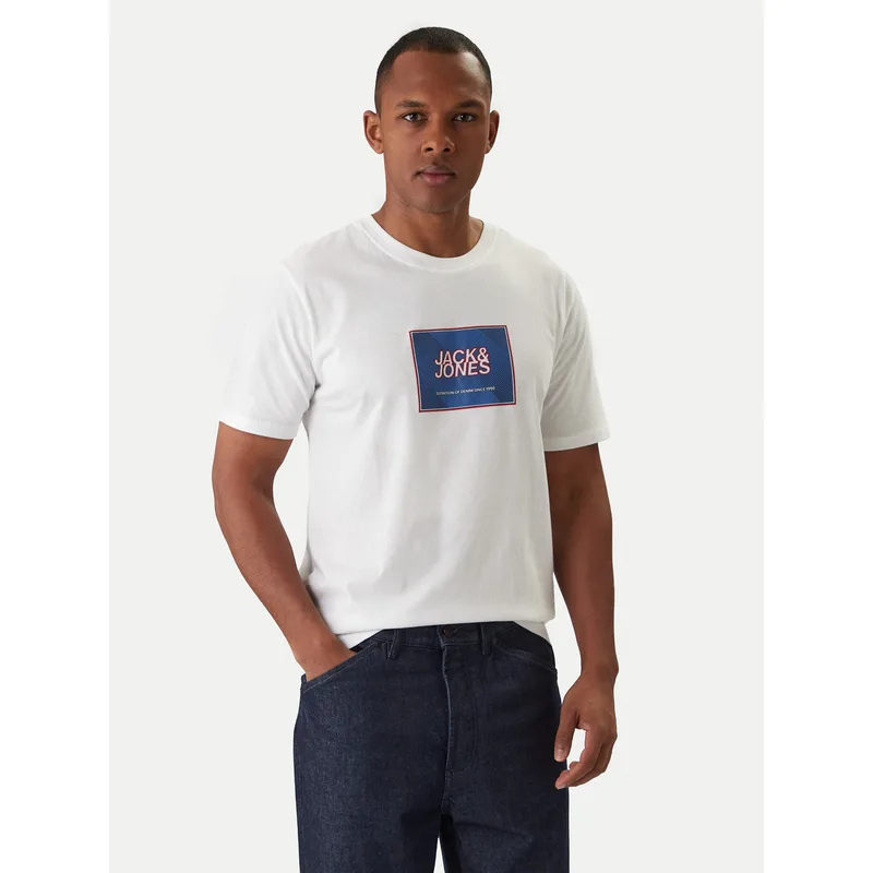Jack & Jones T-Shirt Jjrain Tee Ss Crew Neck 12288097 Λευκό Regular Fit
