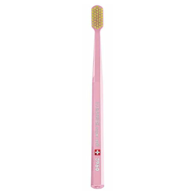 Curaprox CS 3960 Super Soft Toothbrush Πολύ Μαλακή Οδοντόβουρτσα με Εξαιρετικά Απαλές & Ανθεκτικές Ίνες Curen για Αποτελεσματικό Καθαρισμό 1 Τεμάχιο - Ροζ/ Κίτρινο