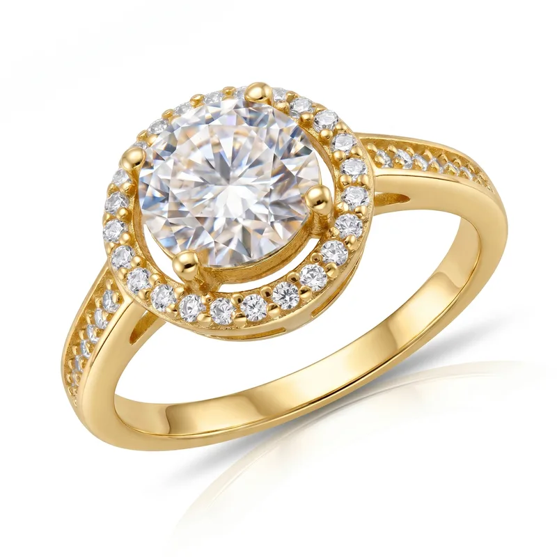 Δαχτυλίδι Moνόπετρο με Moissanite Diamonds από Eπιχρυσωμένο Ασήμι DX2791