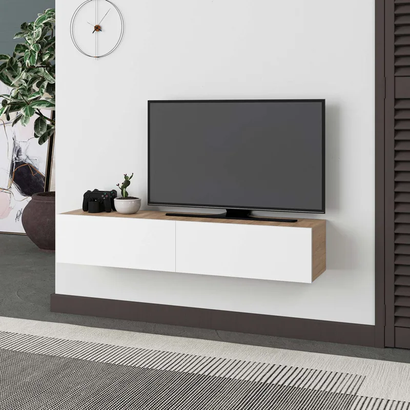 Έπιπλο Τηλεόρασης Francy 135 - Sapphire Oak, White 776Hms3153 (135x25x31,7 cm)