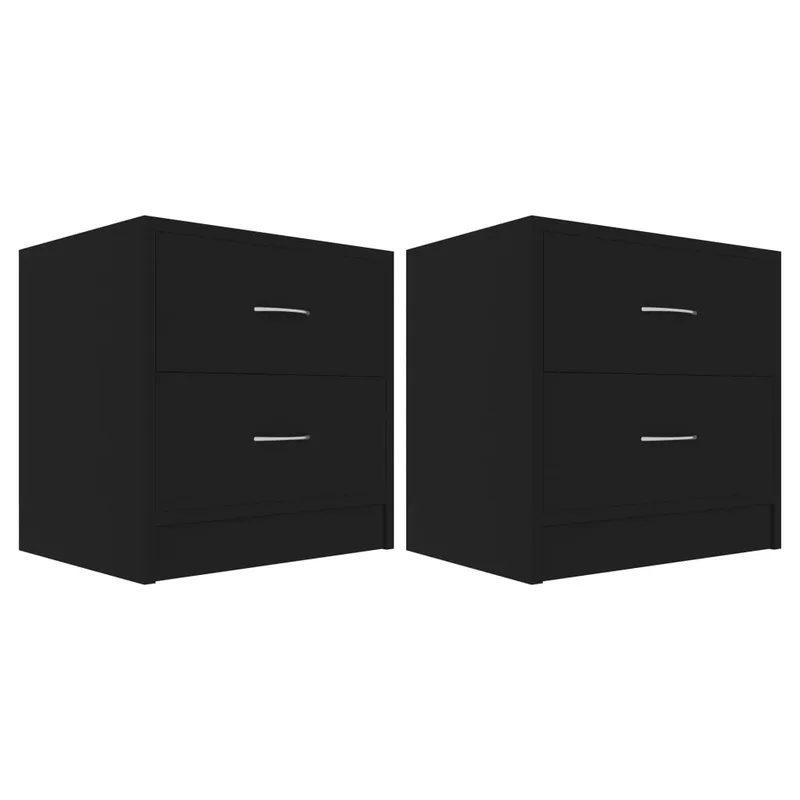 vidaXL Κομοδίνα 2 τεμ. Μαύρα 40 x 30 x 40 εκ. από Επεξ. Ξύλο