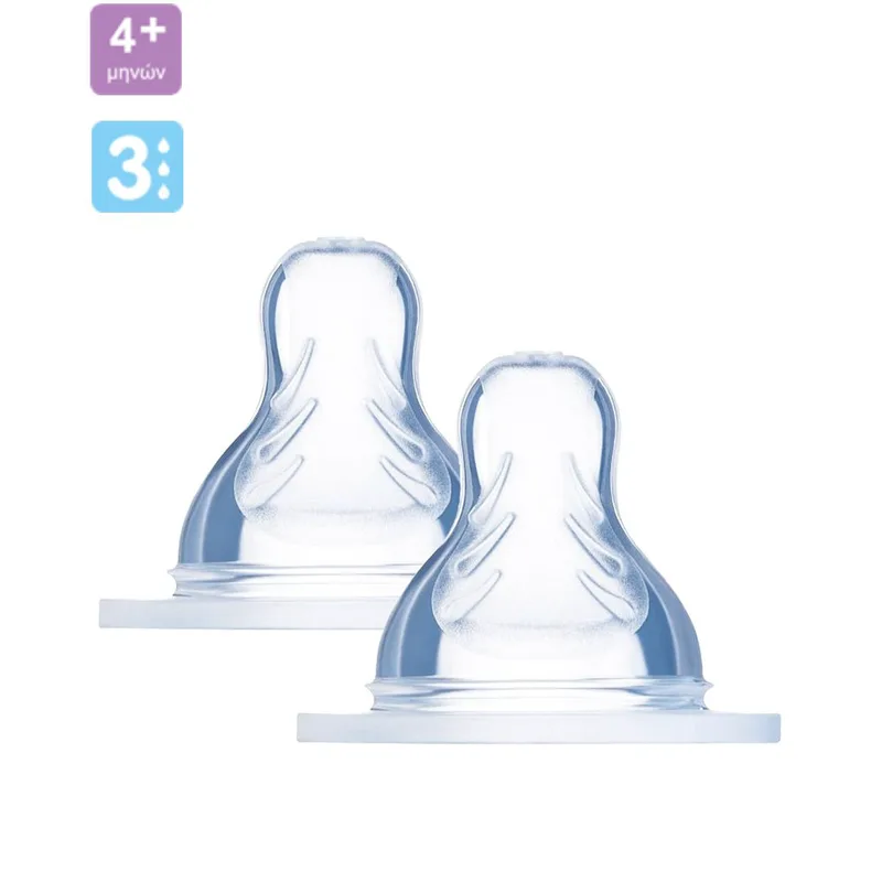 Mam Teat Skin Soft Θηλή Σιλικόνης για Μεγάλη Ροή Μέγεθος 3 Κωδ 410S από 4+ Μηνών 2 Τεμάχια