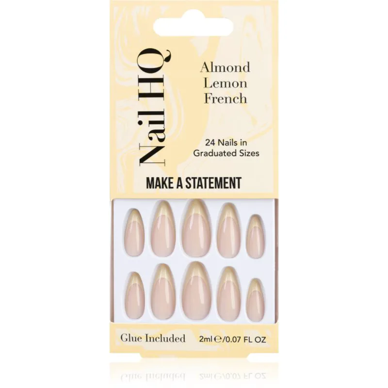 Nail HQ Almond Lemon French Ψεύτικα νύχια με κόλλα 24 τμχ