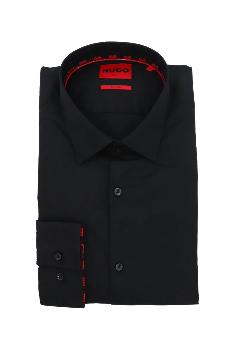 HUGO ΠΟΥΚΑΜΙΣΟ SLIM FIT EASY IRON KOEY ΜΑΥΡΟ