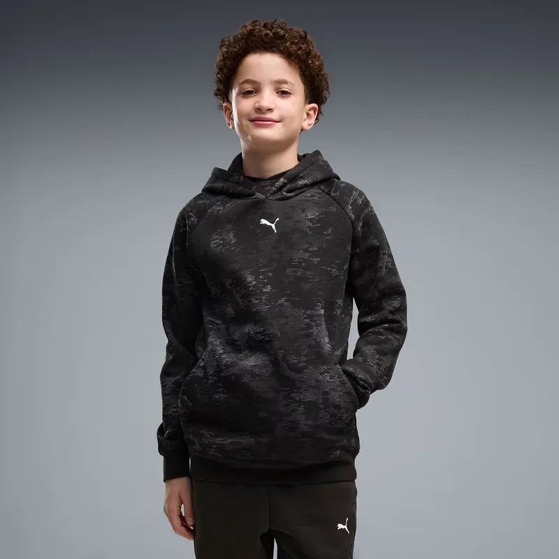 PUMA KIDS SPORT CAMO FLEECE HOODIE ΜΑΥΡΟ