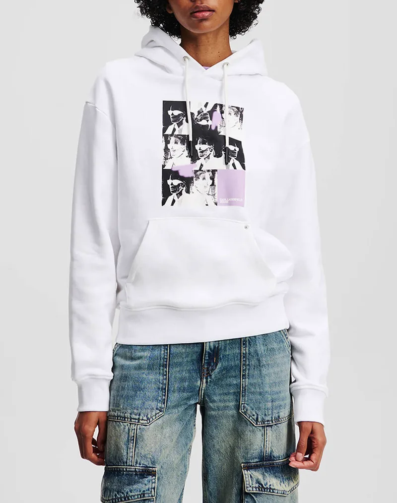 KARL LAGERFELD JEANS KLJ RELAX REPEAT KARL HOODIE A3W20042-100 White
