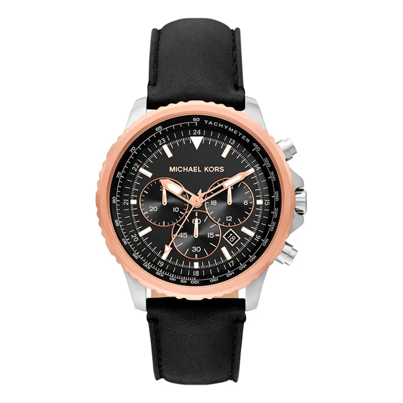 MICHAEL KORS Cortlandt Black Leather Strap MK8905