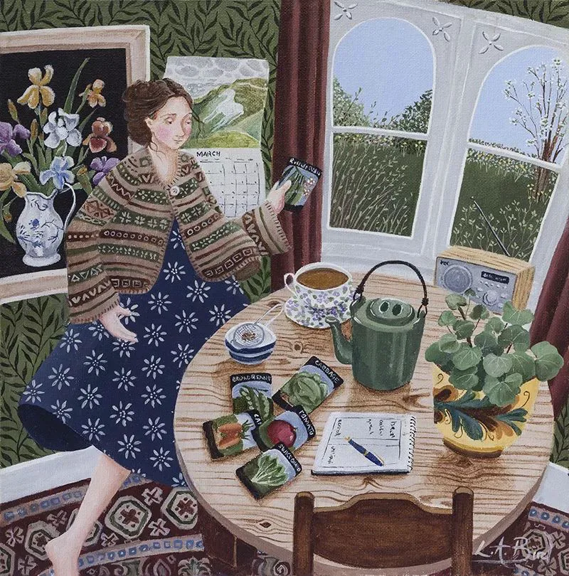 Ευχετήρια κάρτα Canns Down Press: Planning the veg patch (Lucy Almey Bird)
