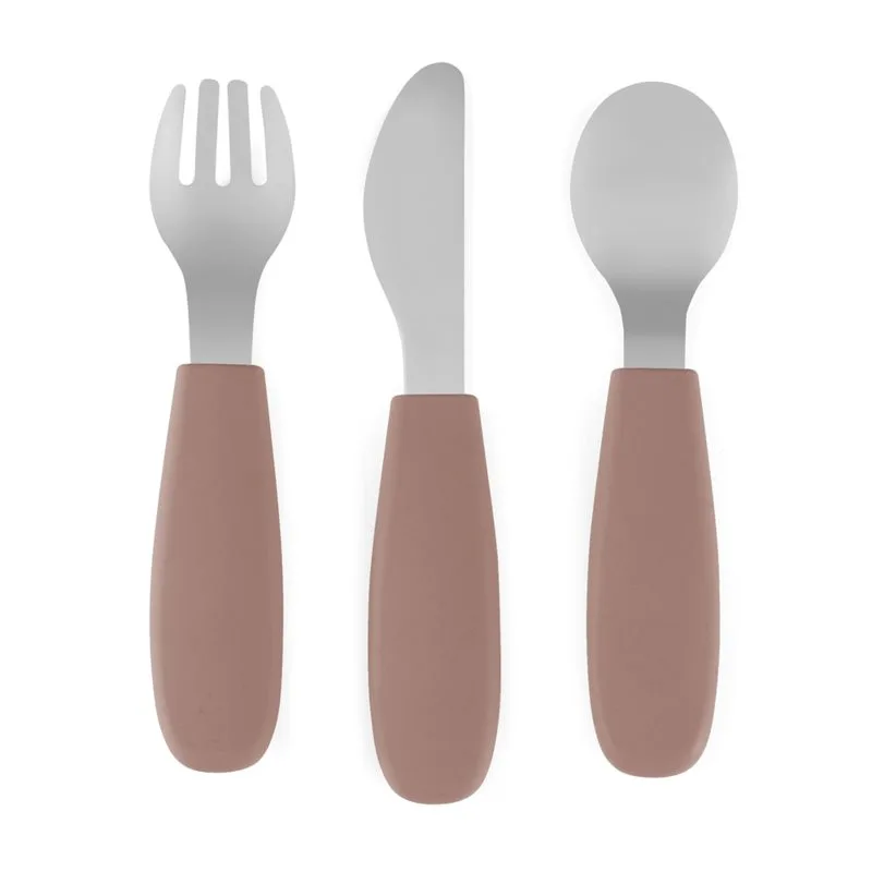 Petite&Mars Take&Match Stainless Steel Cutlery Set μαχαιροπίρουνο για παιδιά Velvet Latte 12m+ 3 τμχ
