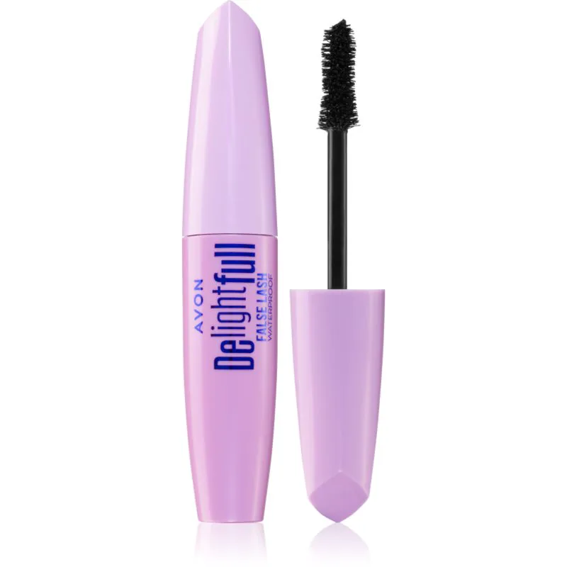 Avon DelightFull False Lash αδιάβροχη μάσκαρα επιμήκυνσης απόχρωση Blackest Black 10 μλ