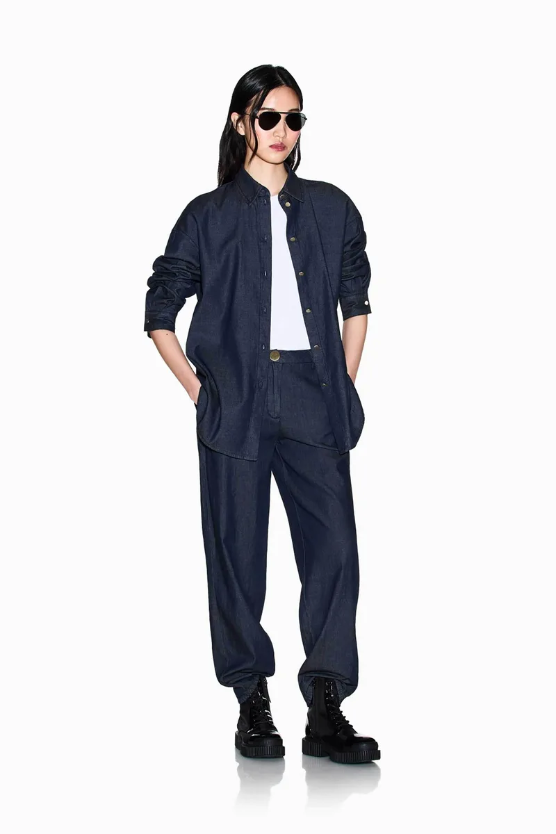 Armani Exchange γυναικείο τζιν παντελόνι Relaxed Fit - XW002257AF21337 Denim Blue Σκούρο