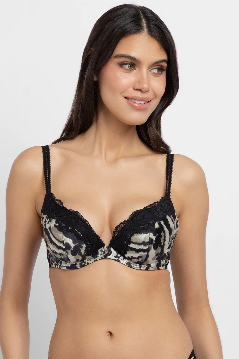 Dorina γυναικείο σουτιέν με push-up ενίσχυση Plunge ''Origins-Print'' (B,C,D,E,F,G Cup)-FXPG0054MI127-BK0097