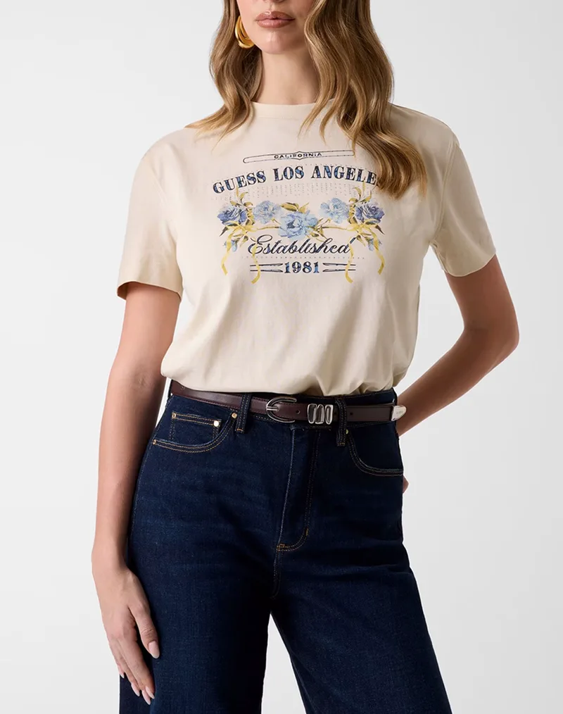 GUESS SS CN FLOWERS GUESS BOX TEE ΜΠΛΟΥΖΑ ΓΥΝΑΙΚΕΙΟ W6GI27K3160-G1M5 Biege