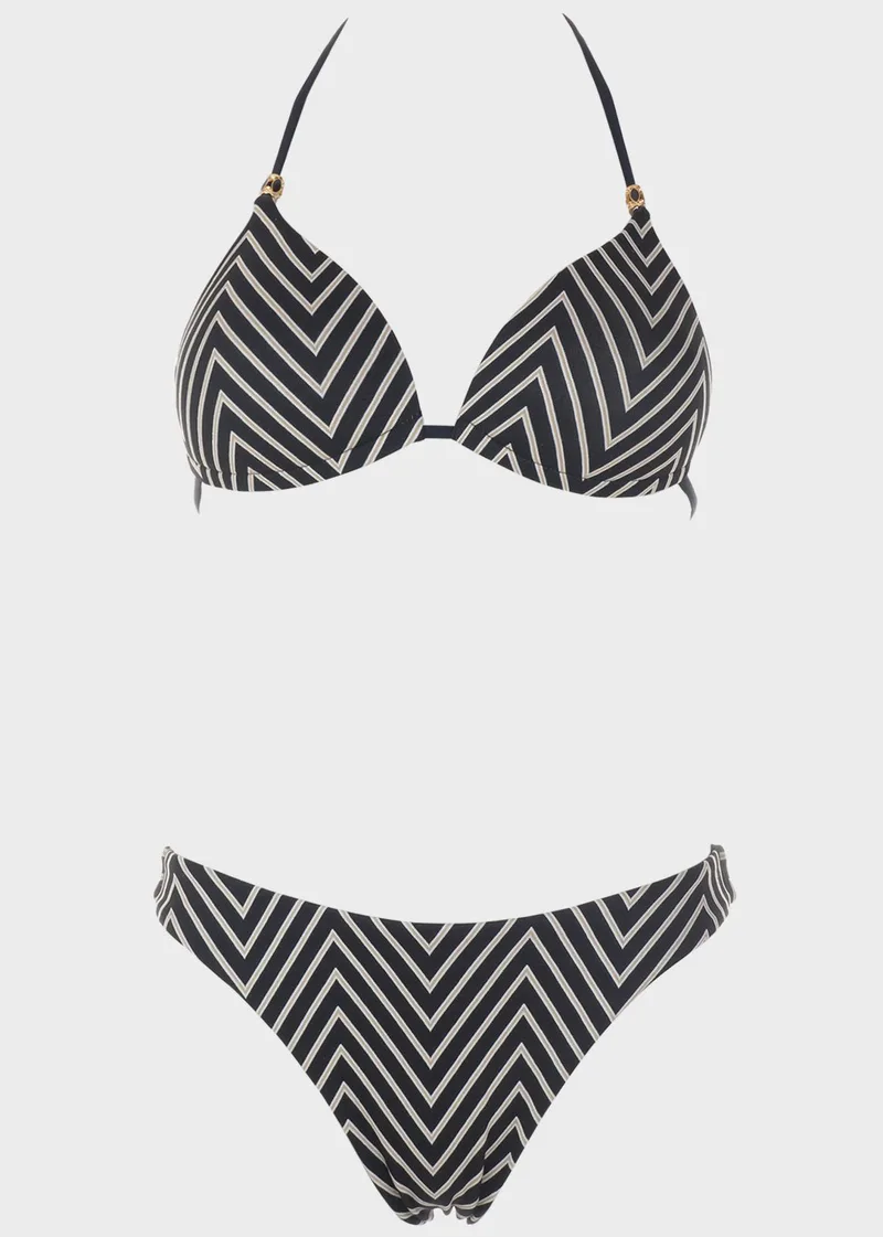 Βikini push up με slip brazil. Καλύπτει B-C Cup ΜΑΥΡΟ