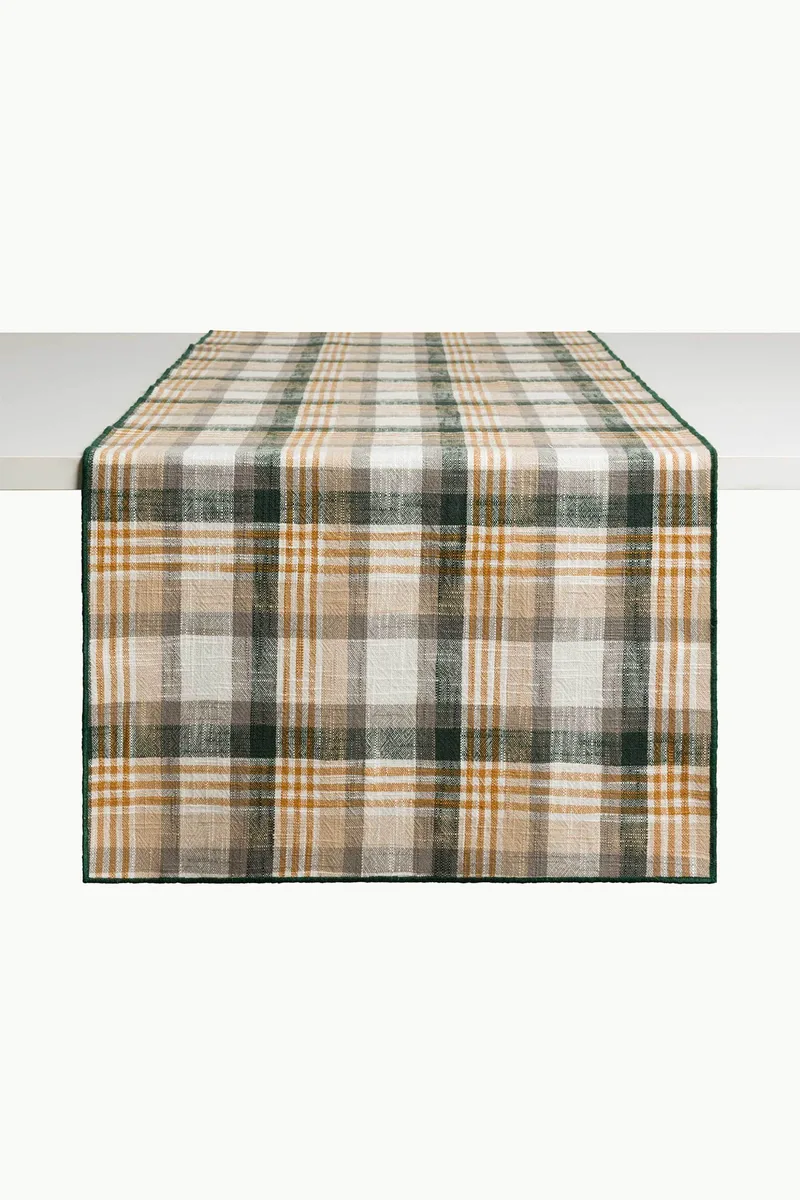 Coincasa ράνερ βαμβακερό με καρό σχέδιο 45 x 140 cm - 007494069 Πράσινο