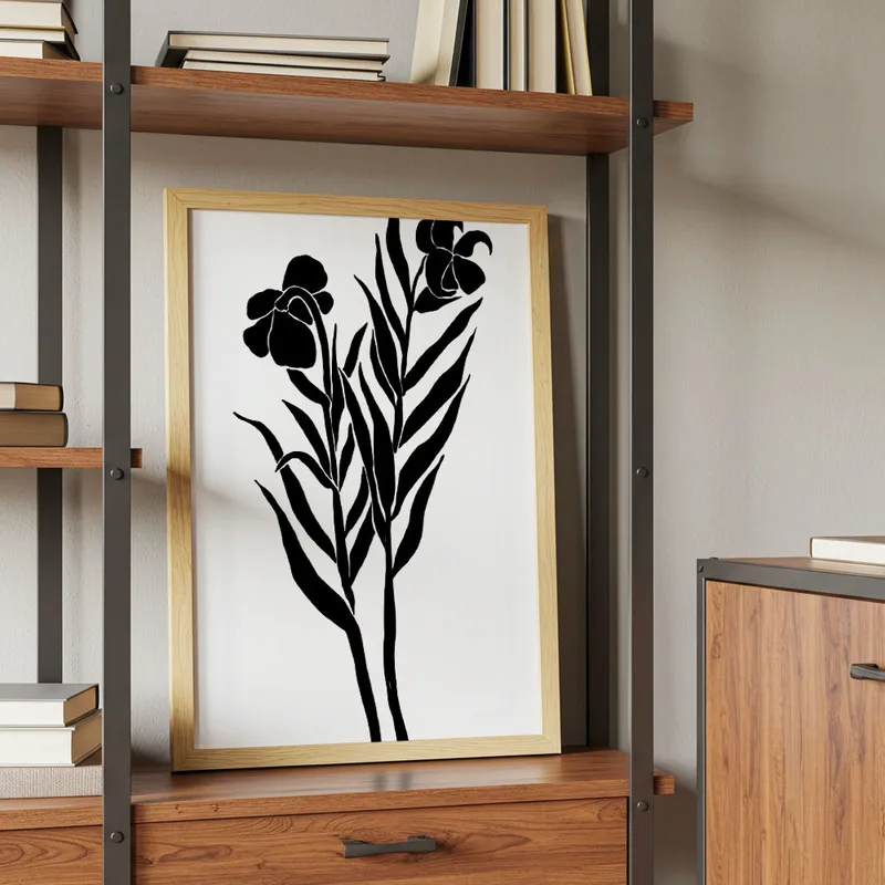 Πόστερ ABSTRACT BLACK AND WHITE FLOWERS