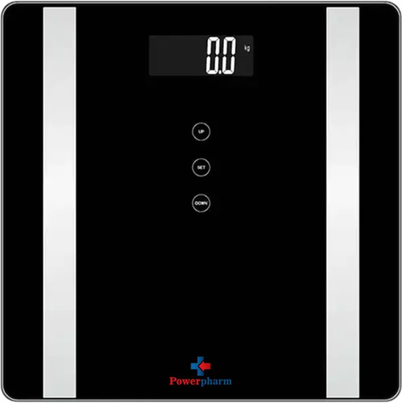 Powerpharm Electronic Fat Measuring Scale Black Ψηφιακή Ζυγαριά Λιπομέτρησης σε Μαύρο Χρώμα 1 Τεμάχιο