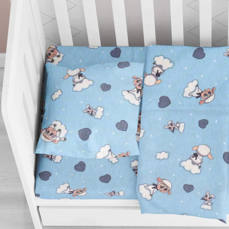 Φανελένια Βρεφική Μαξιλαροθήκη 35x45 Dimcol Sheep 06 Blue 35x45