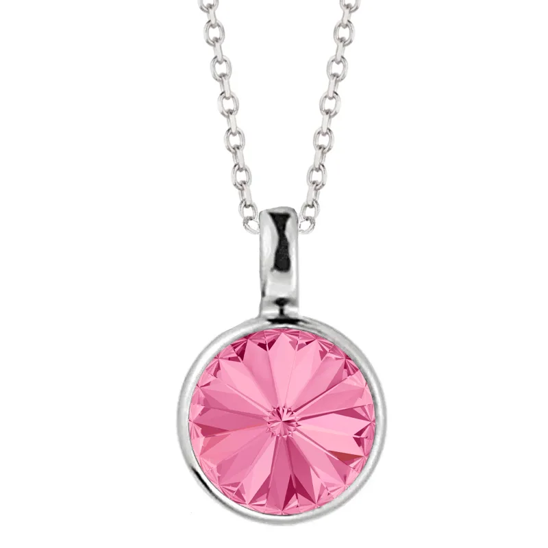 Jt Χειροποίητο ασημένιο κολιέ αυθεντικό Swarovski 8mm Ροζ
