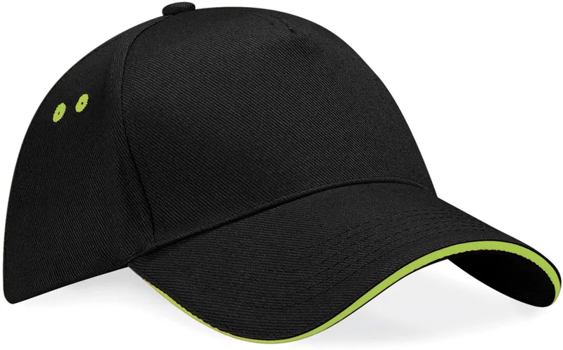 Πεντάφυλλο Καπέλο Sandwich Peak B15c Beechfield Black/Lime Green