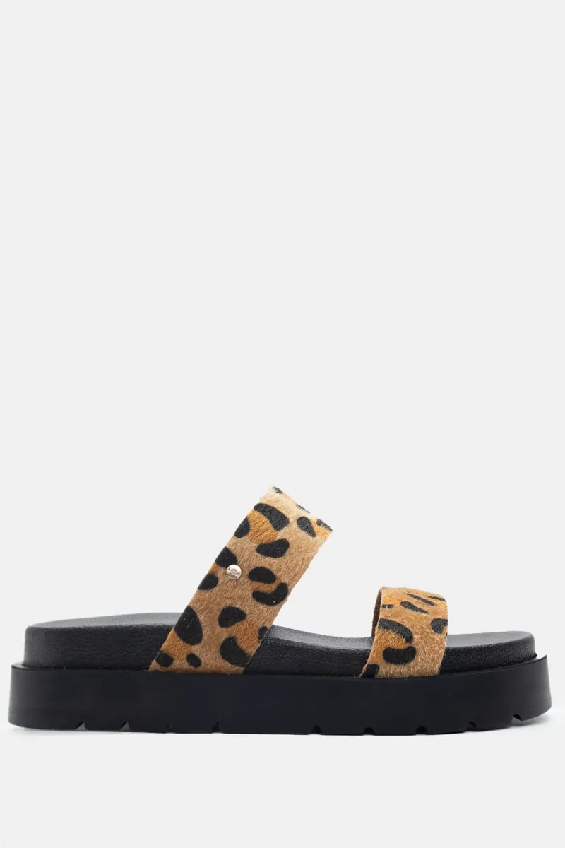 LUIGI DESIGN - Σανδάλια Flatform με Λουράκια - Animal Print-Μαύρο
