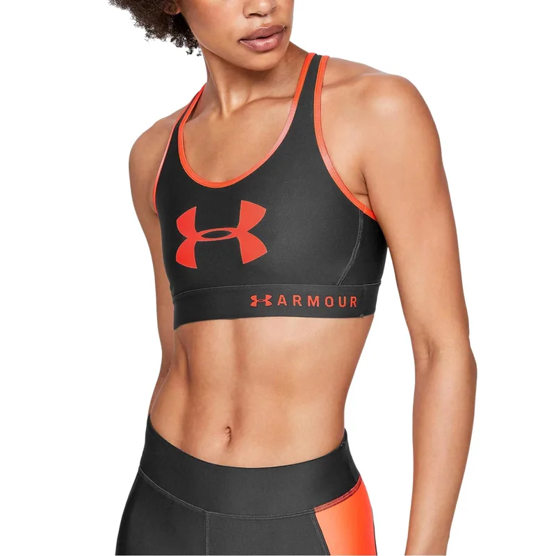 ARMOUR MID KEYHOLE GRAPHIC BRA ΓΚΡΙ
