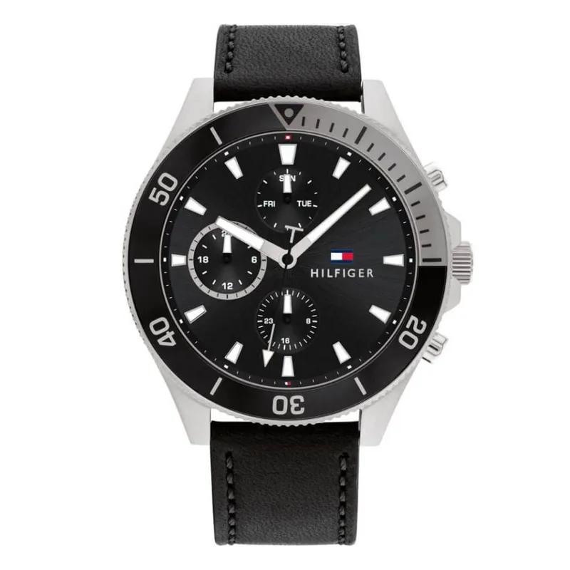 TOMMY HILFIGER Larson Black Leather Strap 1791984