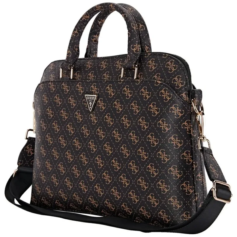 Τσάντα Guess 4G Triangle Logo Eco-Leather 15″ Black/Brown (GUCB15PG4TGNK)