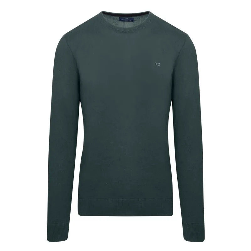Logo-Embroidered Πλεκτή Μπλούζα Πράσινη in Cotton (Modern Fit)