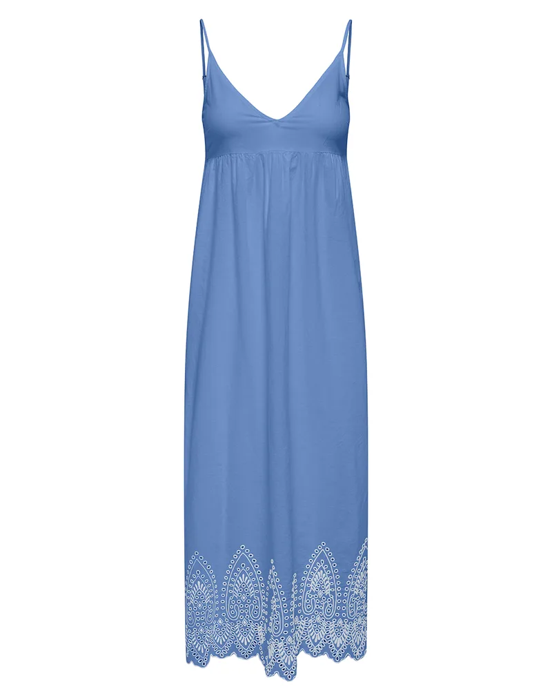 ONLY ONLTULUM EMB LONG STRAP DRESS WVN 15369128-Blue BonnetBRIGHT WHITE EMB Blue
