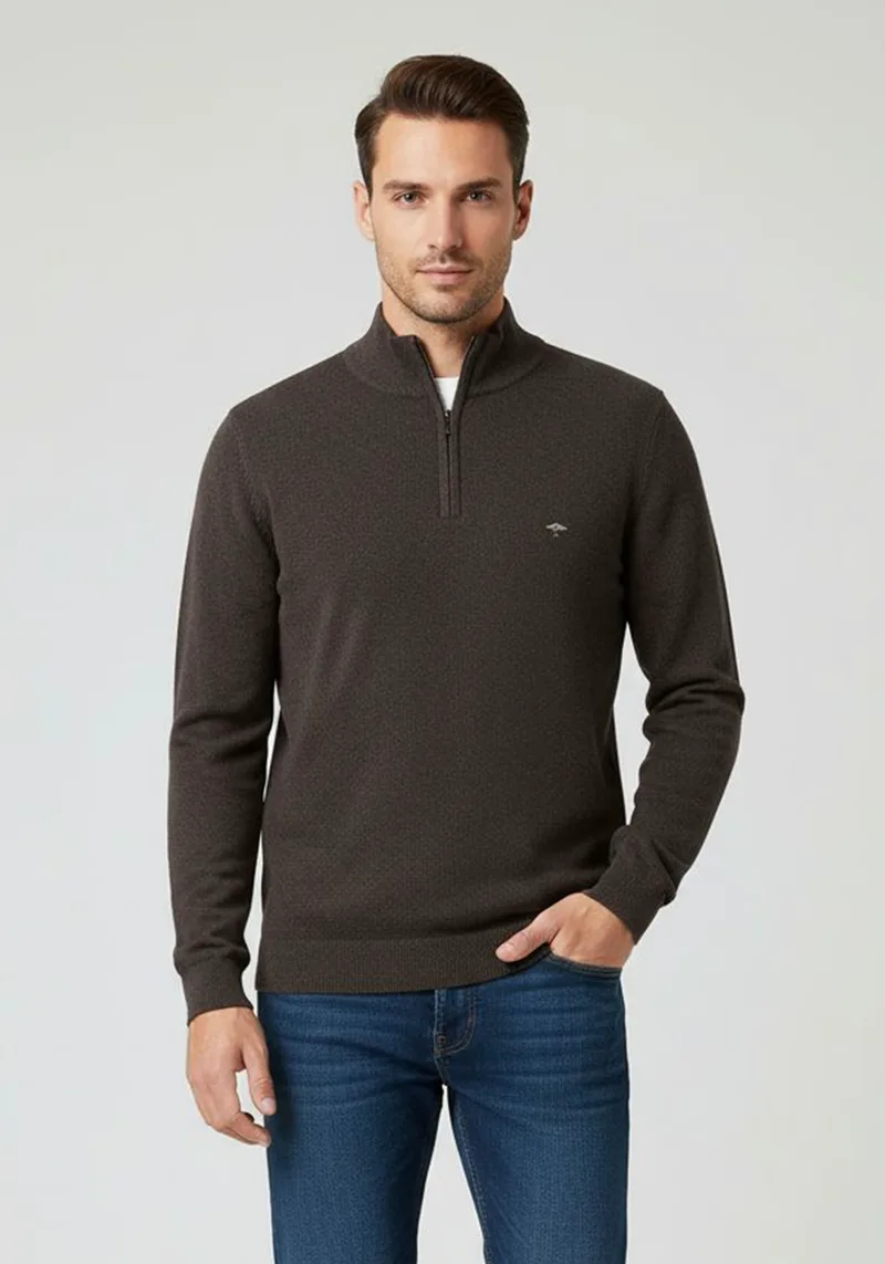 Fynch Hatton Zip Troyer Supersoft Cotton - 1219 224 880 Woodland