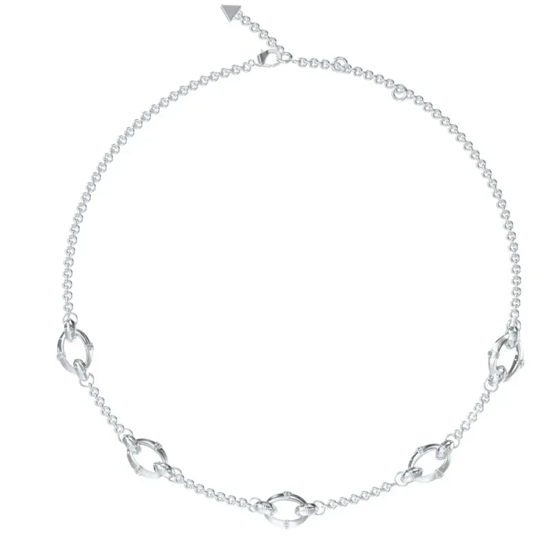 Ατσάλινο κολιέ με οβάλ κρίκους Guess Bamboo JUBN05167JWRHT/U JUBN05167JWRHT/U Ατσάλι