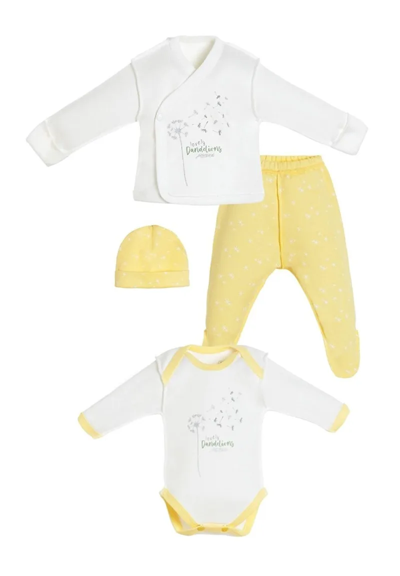 Σετ πιτζάμας με βρεφικά αξεσουαρ Biorganic Yellow Premature 82043