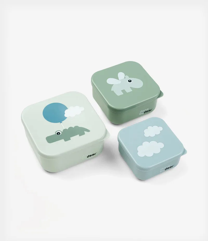 Σετ 3 Τεμαχίων Snack Box Done by Deer Happy Clouds Green 240ml 370ml 540ml BR77642