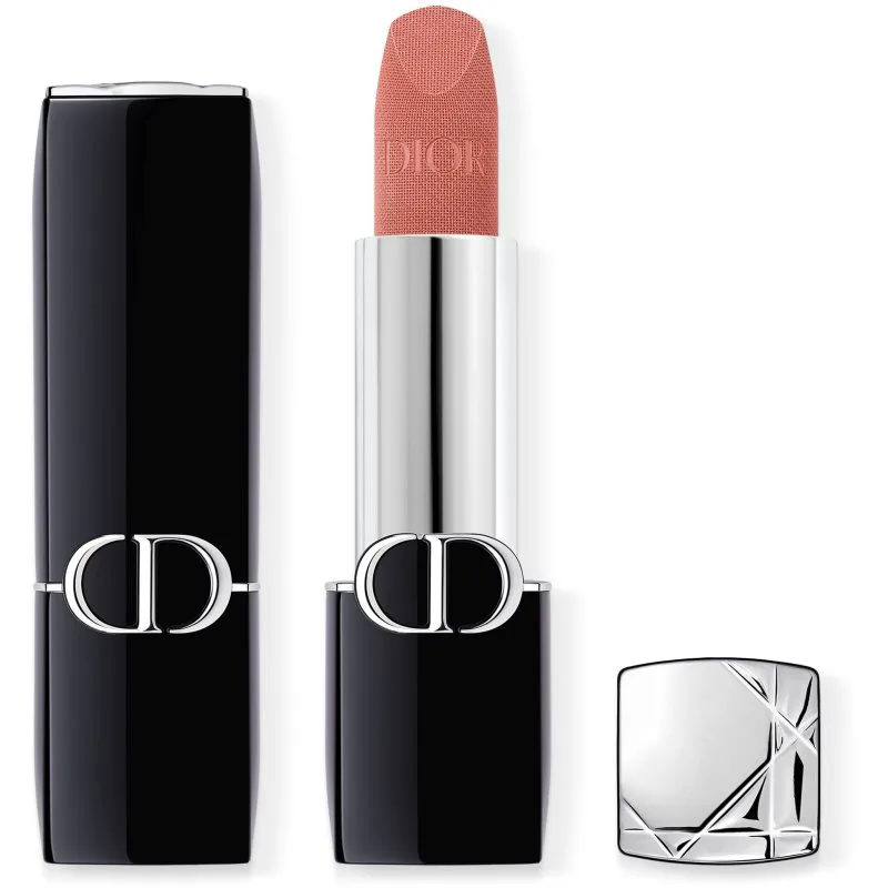 DIOR Rouge Dior μακράς διαρκείας κραγιόν επαναπληρώσιμο απόχρωση 100 Nude Look Velvet 3.5 γρ