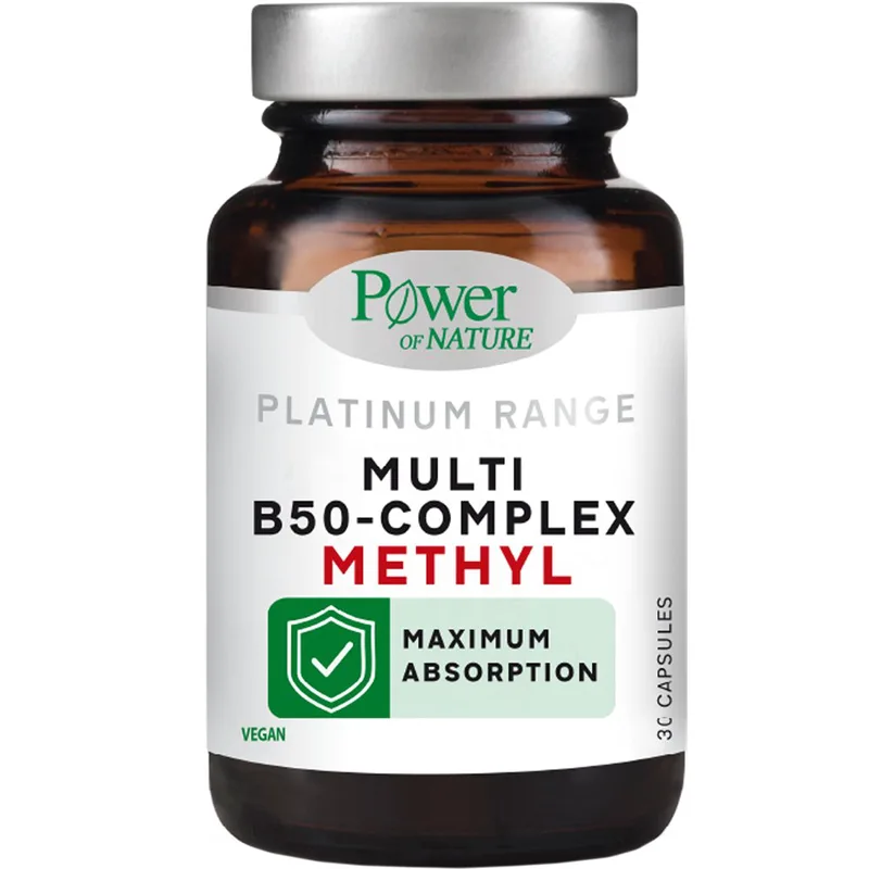 Power Health Multi Methyl B-50 Complex Συμπλήρωμα Διατροφής Συμπλέγματος Βιταμινών Β Μεθυλιωμένης Μορφής Υψηλής Απορρόφησης για την Καλή Λειτουργία του Νευρικού Συστήματος, Κατά της Κούρασης & Κόπωσης για Αυξημένη Νοητική Επίδοση 30caps