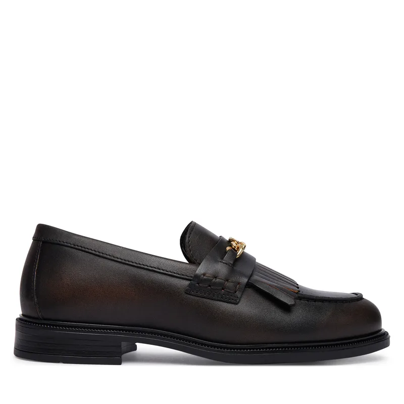Loafers Tommy Hilfiger Th Chain Fringe Leather Loafer FW0FW09668 Σκούρο καφέ