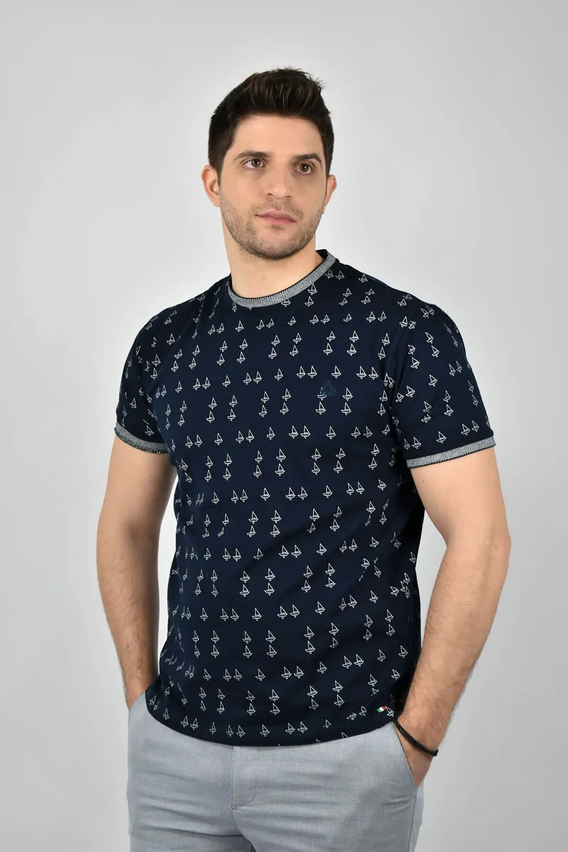 Visconti T-shirt Με Μικροσχέδιο Yacht - Σκούρο μπλε - 2733-1