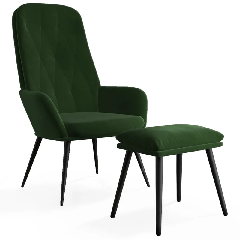 vidaXL Πολυθ��να Relax Σκο��ο Π�άσινο Βελο�δινη με Υποπ�διο