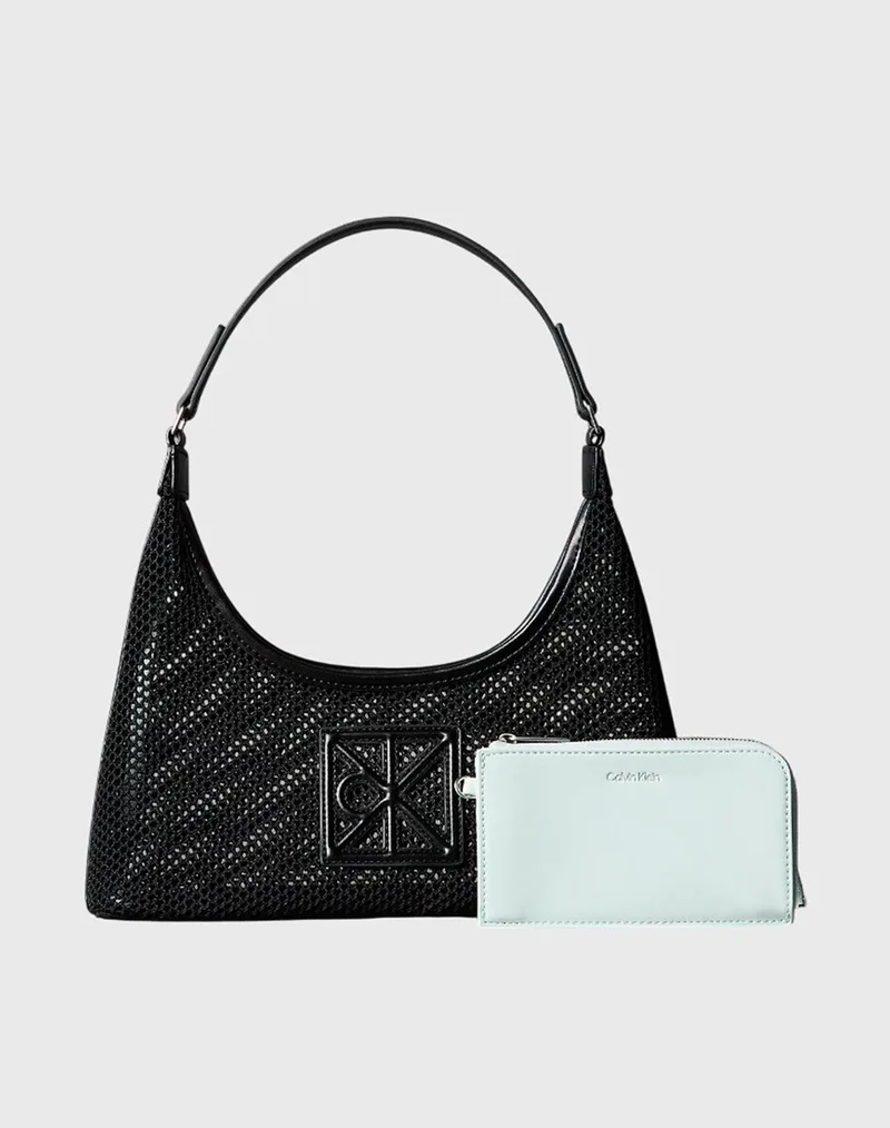 CALVIN KLEIN JEANS EMBLEM MESH SHOULDER BAG LV04F3381G-UB1 Black