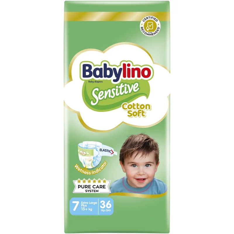 Babylino Sensitive Cotton Soft Value Pack Extra Large Plus Νο7 (15+ kg) 36 Τεμάχια