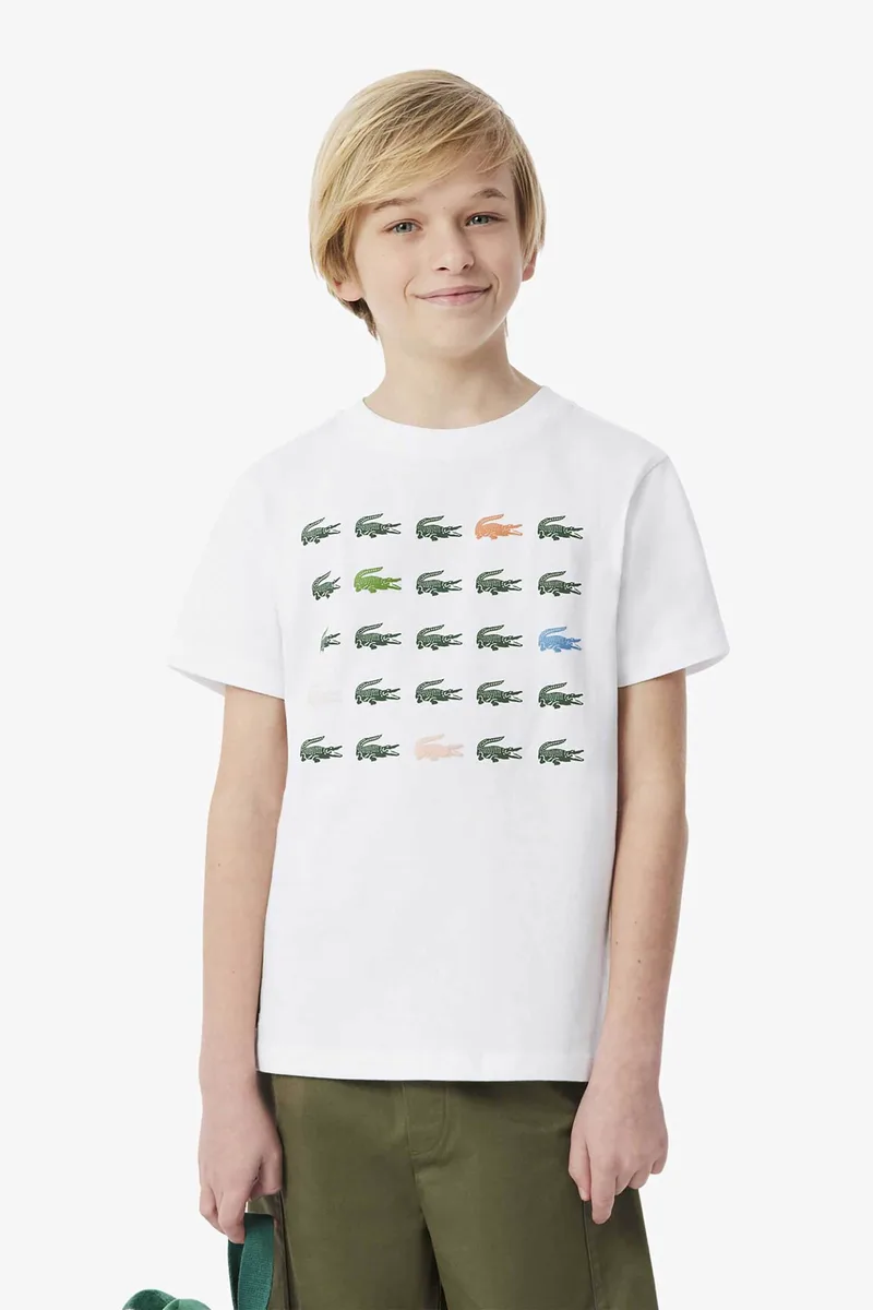 Lacoste παιδικό T-shirt με crocodile print - TJ7369 Λευκό