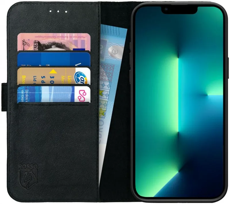 Κόκκινο Deluxe Δερμάτινη Θήκη Πορτοφόλι Apple iPhone 13 Pro Max - Black (8719246320002)