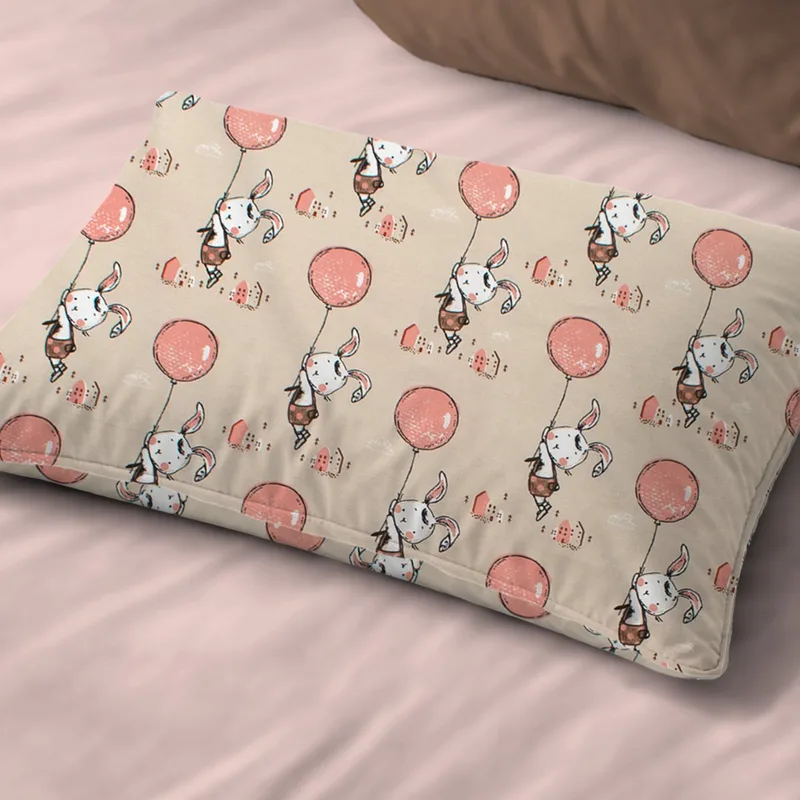 Βρεφική Μαξιλαροθήκη (35x45) Dimcol Floating Bunny 714 Μπεζ - Salmon