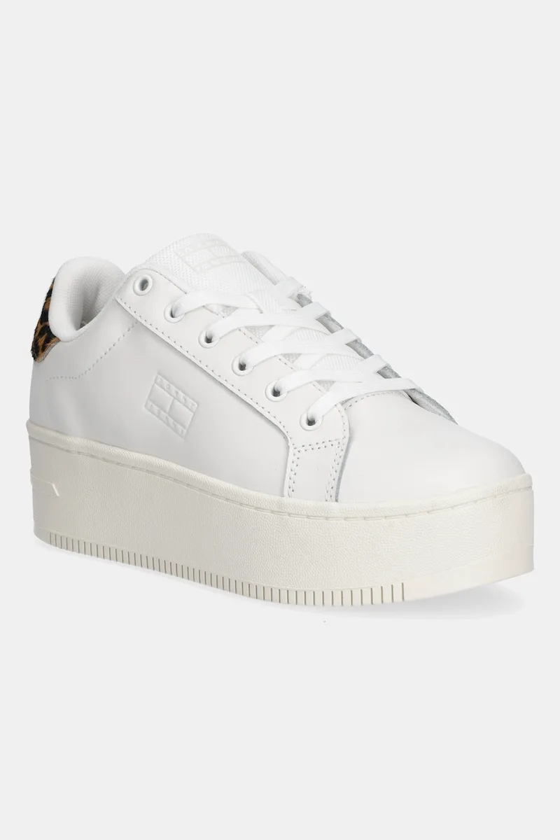 Δερμάτινα sneakers Tommy Jeans TJW FLATFORM LEOPARD SNEAKER