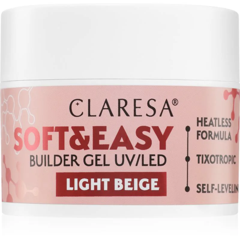 Claresa Soft&Easy Builder Gel Βάση για τα νύχια σε μορφή τζελ Για τα νύχια απόχρωση Light Μπεζ 45 γρ