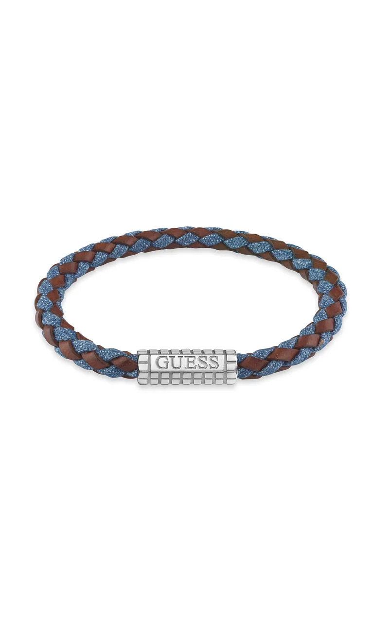 GUESS STEEL MARE MAGNUM JUMB05036JWSTBML Βραχιόλι Δίχρωμο Δερμάτινο Με Λογότυπο